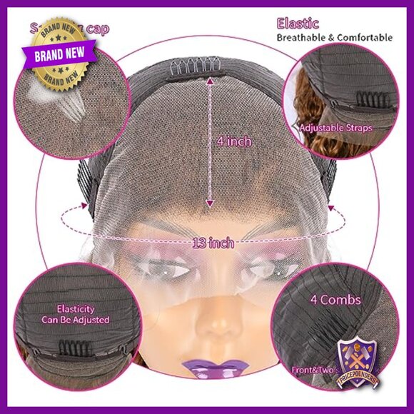 28-inch Human Hair Lace Front Wig, 180 Density Deep Wave, Glueless